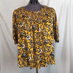 Women's Terra and Sky Yellow & Black 3/4 Sleeve Loose Blouse Plus Size Size 4X